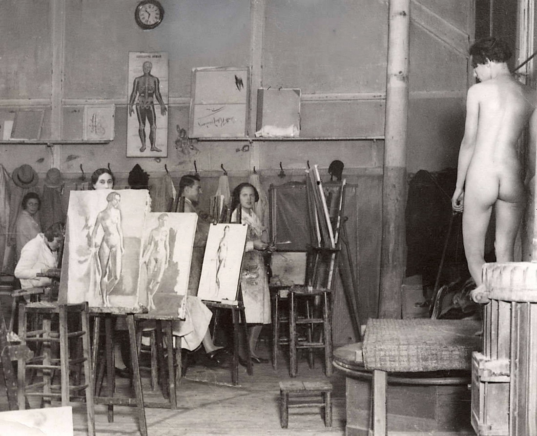 Atelier de modèle vivant vers 1930